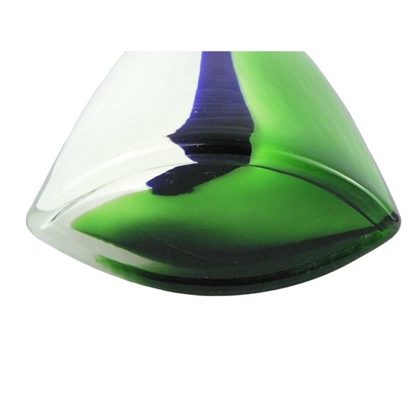 Vase Abstract Art Glass Free Form Flowing Design Oval Shape Interior Painted 11" - Picture 7 of 8
